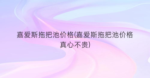 嘉爱斯拖把池价格(嘉爱斯拖把池价格真心不贵)
