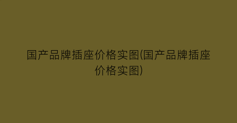 国产品牌插座价格实图(国产品牌插座价格实图)