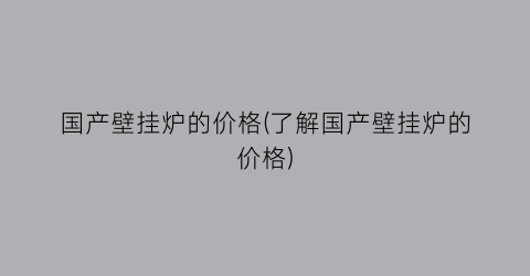 国产壁挂炉的价格(了解国产壁挂炉的价格)