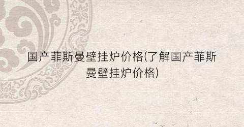 “国产菲斯曼壁挂炉价格(了解国产菲斯曼壁挂炉价格)