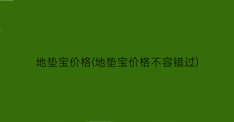 地垫宝价格(地垫宝价格不容错过)