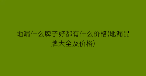 地漏什么牌子好都有什么价格(地漏品牌大全及价格)
