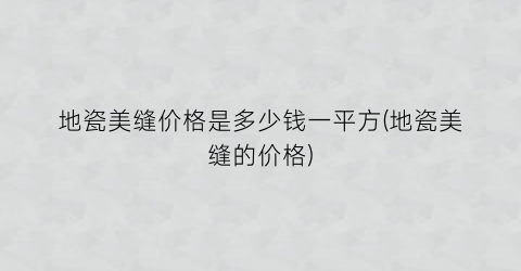 地瓷美缝价格是多少钱一平方(地瓷美缝的价格)