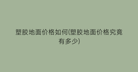 塑胶地面价格如何(塑胶地面价格究竟有多少)