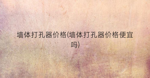 墙体打孔器价格(墙体打孔器价格便宜吗)