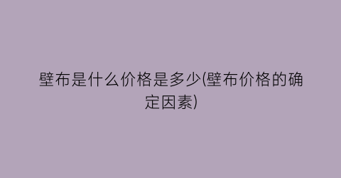 壁布是什么价格是多少(壁布价格的确定因素)