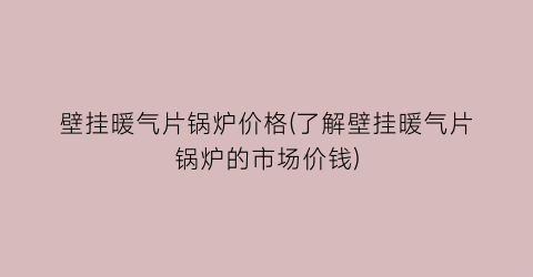 壁挂暖气片锅炉价格(了解壁挂暖气片锅炉的市场价钱)