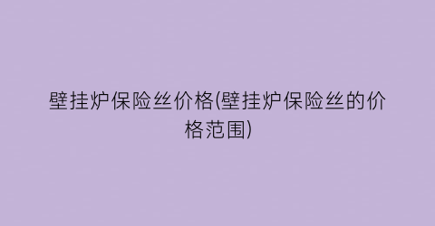 壁挂炉保险丝价格(壁挂炉保险丝的价格范围)