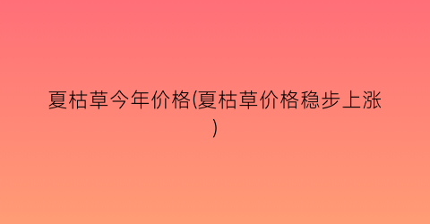 夏枯草今年价格(夏枯草价格稳步上涨)