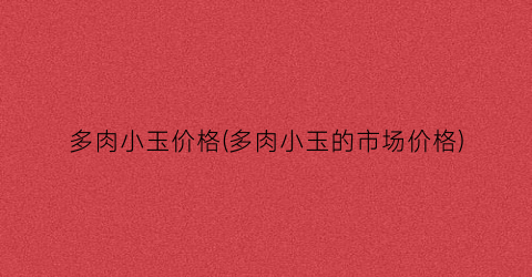 多肉小玉价格(多肉小玉的市场价格)