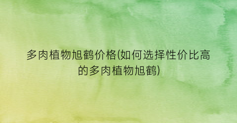 多肉植物旭鹤价格(如何选择性价比高的多肉植物旭鹤)