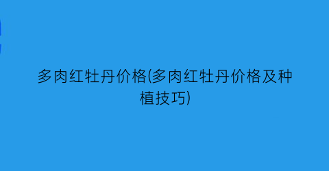 “多肉红牡丹价格(多肉红牡丹价格及种植技巧)