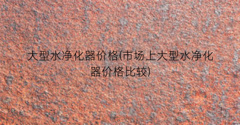 大型水净化器价格(市场上大型水净化器价格比较)
