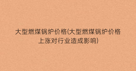 大型燃煤锅炉价格(大型燃煤锅炉价格上涨对行业造成影响)