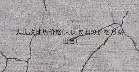 大庆改地热价格(大庆改地热价格方案出台)
