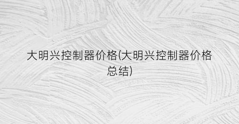 大明兴控制器价格(大明兴控制器价格总结)