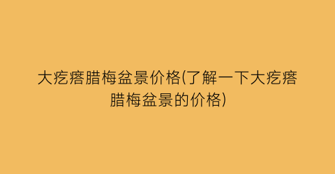 大疙瘩腊梅盆景价格(了解一下大疙瘩腊梅盆景的价格)