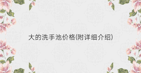 大的洗手池价格(附详细介绍)