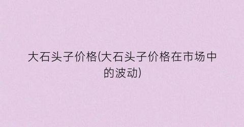 大石头子价格(大石头子价格在市场中的波动)