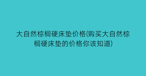 大自然棕榈硬床垫价格(购买大自然棕榈硬床垫的价格你该知道)