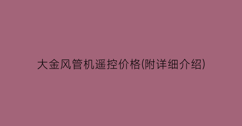 大金风管机遥控价格(附详细介绍)