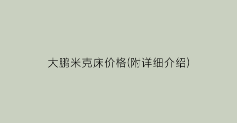 “大鹏米克床价格(附详细介绍)