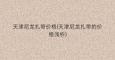 天津尼龙扎带价格(天津尼龙扎带的价格浅析)