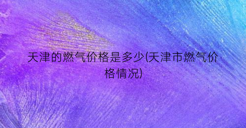 “天津的燃气价格是多少(天津市燃气价格情况)