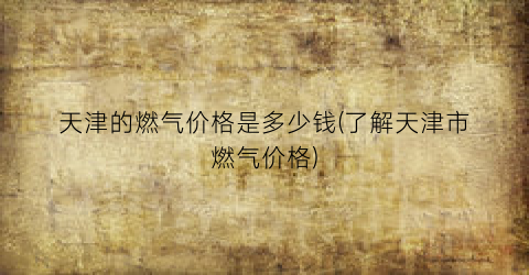 天津的燃气价格是多少钱(了解天津市燃气价格)