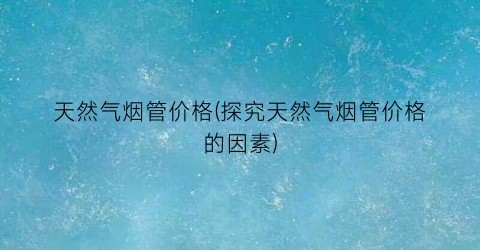 天然气烟管价格(探究天然气烟管价格的因素)