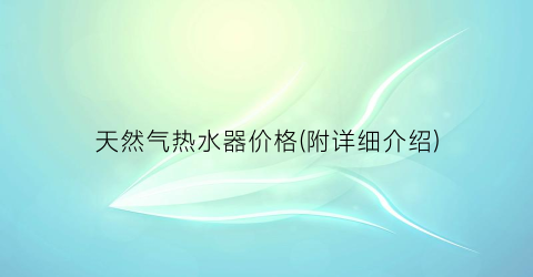天然气热水器价格(附详细介绍)