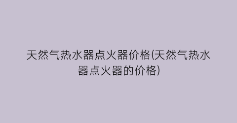 天然气热水器点火器价格(天然气热水器点火器的价格)