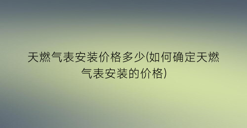 天燃气表安装价格多少(如何确定天燃气表安装的价格)