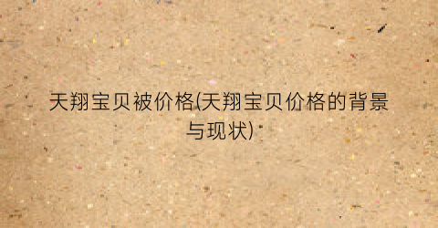 天翔宝贝被价格(天翔宝贝价格的背景与现状)