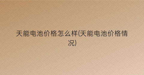 天能电池价格怎么样(天能电池价格情况)