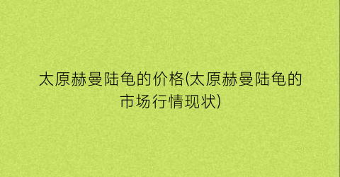 太原赫曼陆龟的价格(太原赫曼陆龟的市场行情现状)
