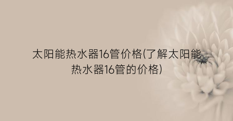 太阳能热水器16管价格(了解太阳能热水器16管的价格)
