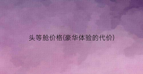 “头等舱价格(豪华体验的代价)