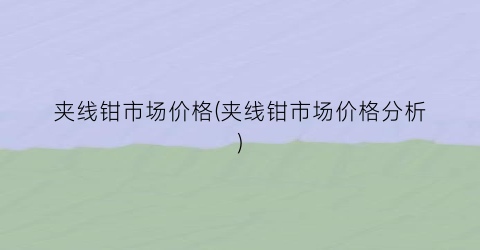 夹线钳市场价格(夹线钳市场价格分析)