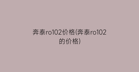 奔泰ro102价格(奔泰ro102的价格)
