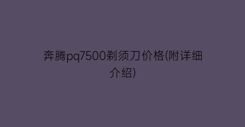 “奔腾pq7500剃须刀价格(附详细介绍)