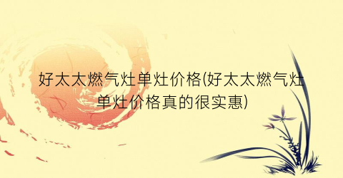 “好太太燃气灶单灶价格(好太太燃气灶单灶价格真的很实惠)