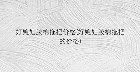好媳妇胶棉拖把价格(好媳妇胶棉拖把的价格)