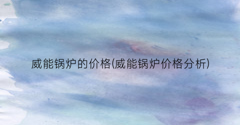 威能锅炉的价格(威能锅炉价格分析)