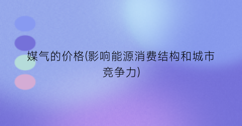 “媒气的价格(影响能源消费结构和城市竞争力)