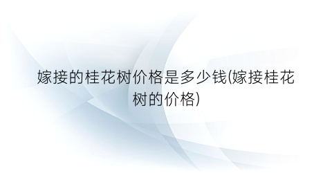 嫁接的桂花树价格是多少钱(嫁接桂花树的价格)