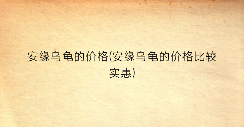 安缘乌龟的价格(安缘乌龟的价格比较实惠)