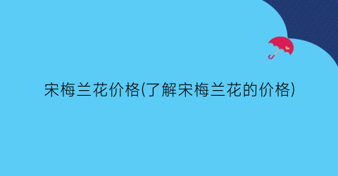 宋梅兰花价格(了解宋梅兰花的价格)