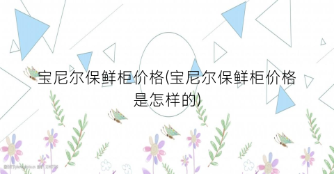 宝尼尔保鲜柜价格(宝尼尔保鲜柜价格是怎样的)