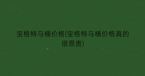 宝格特马桶价格(宝格特马桶价格真的很昂贵)